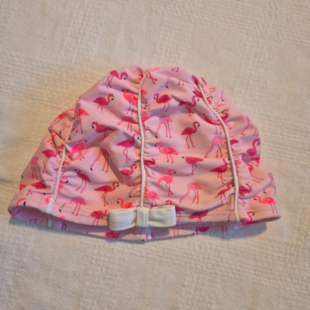 Janie and Jack girls size 4-5 pink flamingo swim hat, EUC